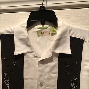 CUBAVERA Short-Sleeve (L) White/Black Camp Shirt